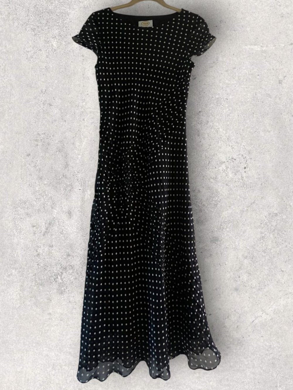 Talbots Black & White Polka Dot Chiffon Midi Dress
